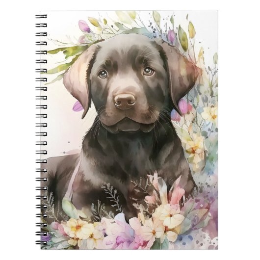Braunfarbener Labrador Retriever und Blume Notizblock (Vorderseite)