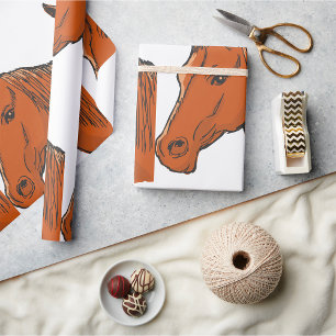 Braunfarm-Tier Pferdekopf Geschenkpapier