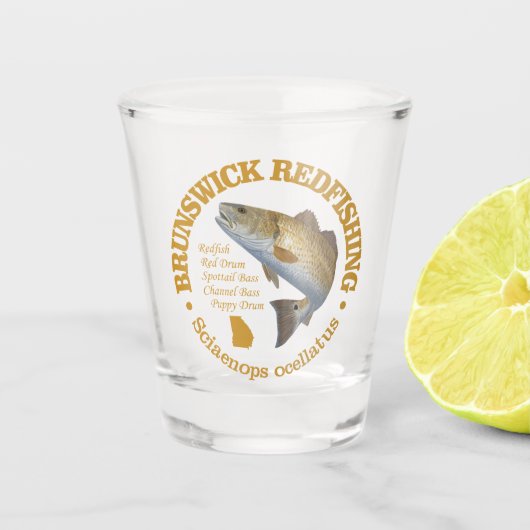 Braunfisch Schnapsglas (Vorderseite)