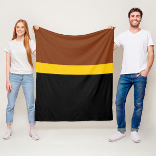 Braungelb-Schwarz-Blockstil-Design Fleecedecke