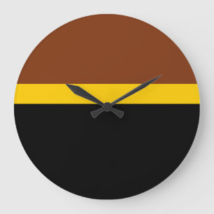 Braungelb-Schwarz-Blockstil-Design Große Wanduhr