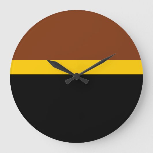 Braungelb-Schwarz-Blockstil-Design Große Wanduhr (Vorderseite)