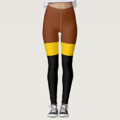Braungelb-Schwarz-Blockstil-Design Leggings (Vorderseite)