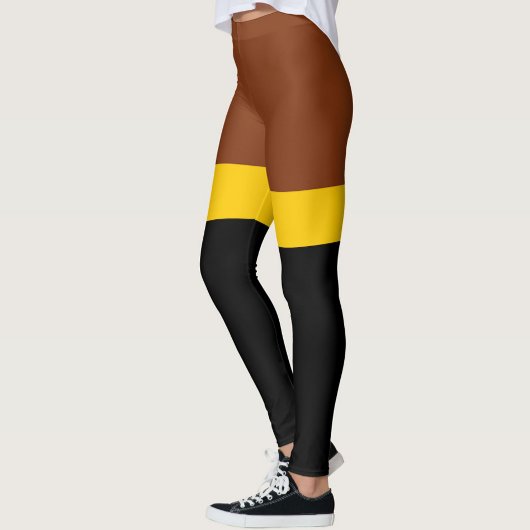 Braungelb-Schwarz-Blockstil-Design Leggings