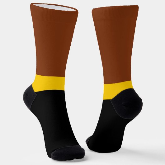 Braungelb-Schwarz-Blockstil-Design Socken