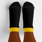 Braungelb-Schwarz-Blockstil-Design Socken (Oben)