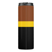 Braungelb-Schwarz-Blockstil-Design Thermosbecher (Rückseite)
