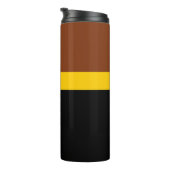 Braungelb-Schwarz-Blockstil-Design Thermosbecher (Nach rechts gedreht)