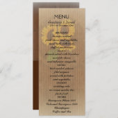 Braungelbe rustikale Sonnenblumen Hochzeitskarte Menükarte (Vorne/Hinten)