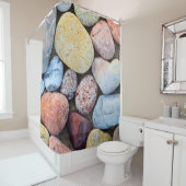 Braungelbe und graue Steine Duschvorhang (Beispiel)