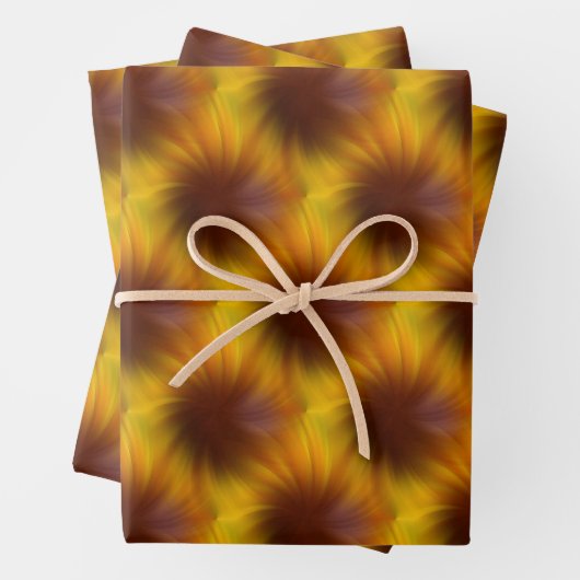 Braungelber Swirbel Abstraktes Muster Geschenkpapier Set (Beispiel)