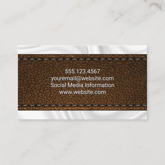 Braungestanztes Ledergewebe | Seidendrapery Visitenkarte (Rückseite)