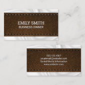 Braungestanztes Ledergewebe | Seidendrapery Visitenkarte (Vorne/Hinten)