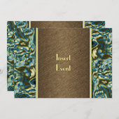 Braungold-grünes Party Einladung (Vorne/Hinten)