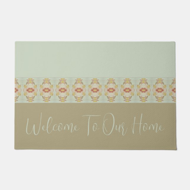 Braungold und Aquamarin Fußmatte (Vorderseite)