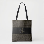 Braungold Verlassen Ledermuster & Monogramm Tasche (Vorderseite)