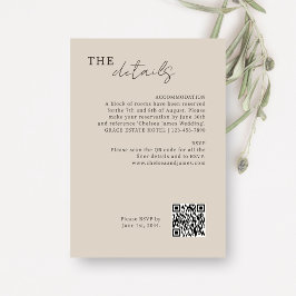 Braungrau | Chic Minimal Wedding QR Code Begleitkarte