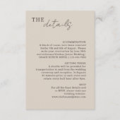 Braungrau | Chic Minimalistisch Hochzeitdetails Begleitkarte (Vorderseite)