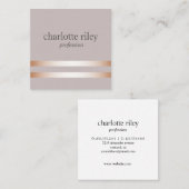 Braungrau | Gold Streifen der doppelten Rose Stilv Quadratische Visitenkarte (Vorne/Hinten)