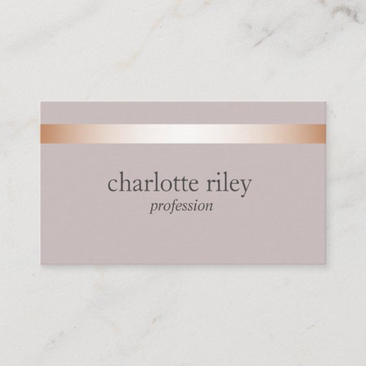 Braungrau | Moderne Rose Gold gestreift Stilvoll Visitenkarte (Vorderseite)