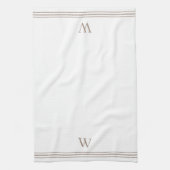 Braungrau | Seilstreifen Monogramm Geschirrtuch (Vertikal)