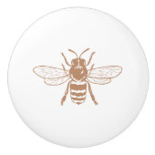 Braungrau | Vintage Bienendarstellung Keramikknauf (Vorderseite)