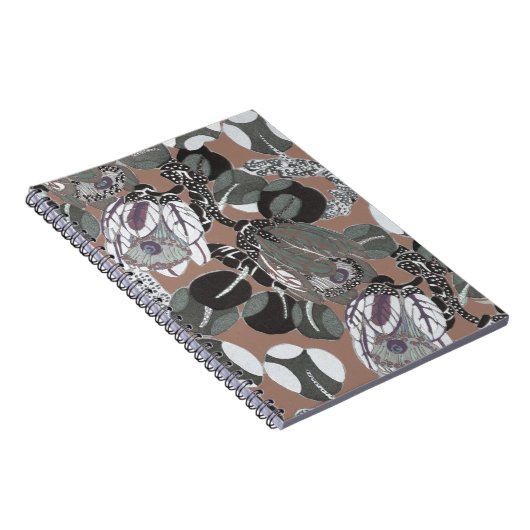 Braungraues Blumenmuster Notizblock (Rechte Seite)