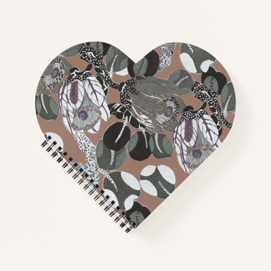 Braungraues Blumenmuster Notizblock (Vorderseite)