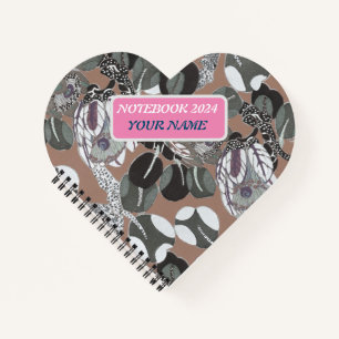 Braungraues Blumenmuster Notizblock