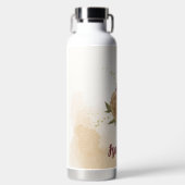 Braungrün beige gold botanisch trinkflasche (Vorderseite)