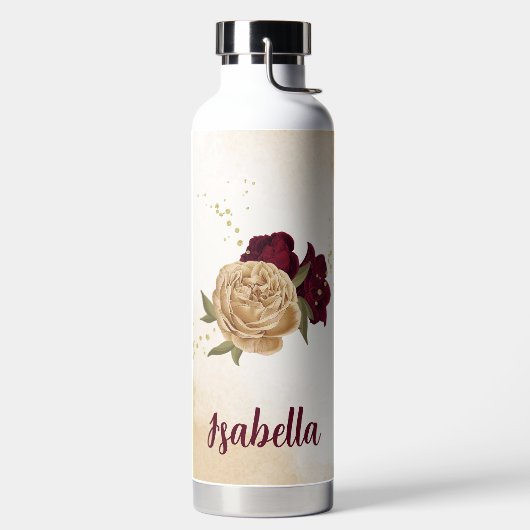 Braungrün beige gold botanisch trinkflasche (links)