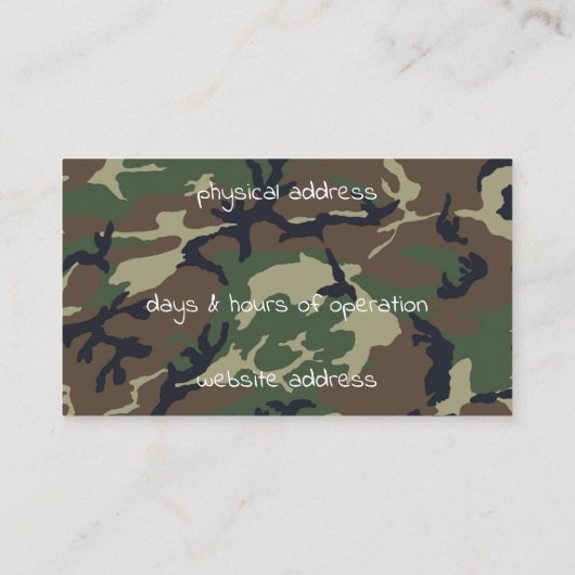 Braungrün Visitenkarte (Rückseite)