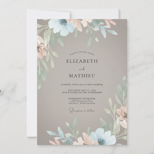 Braungrüne Blätterhochzeit Einladung (Vorderseite)