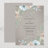 Braungrüne Blätterhochzeit Einladung (Vorne/Hinten)