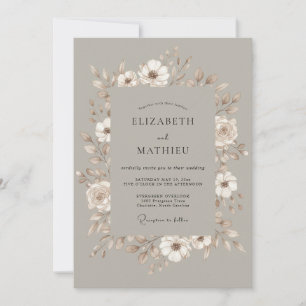 Braungrüne Botanische Romanische Hochzeit Einladung