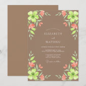 Braungrüne Chartreuse Hochzeit Einladung (Vorne/Hinten)