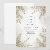 Braungrüne Eukalyptus-Hochzeit Einladung (Vorne/Hinten)