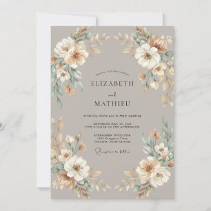 Braungrüne Meerwasser-Blatt-Hochzeit Einladung