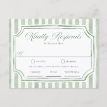 Braungrüne Streifen Hochzeit RSVP Karten