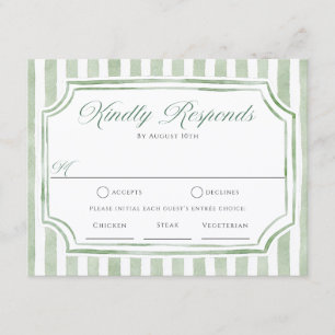 Braungrüne Streifen Hochzeit RSVP Karten