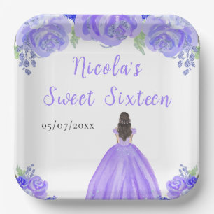 Braunhaar Prinzessin Lila Blumen Sweet Sixteen  Pappteller