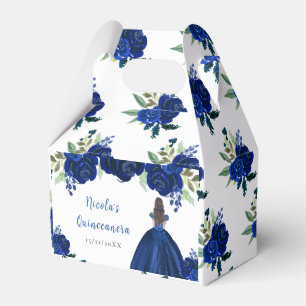 Braunhaar Prinzessin Navy Floral Quinceanera Geschenkschachtel