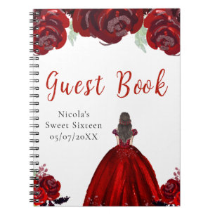 Braunhaar Prinzessin Rot Sweet Sixteen Gästebuch Notizblock