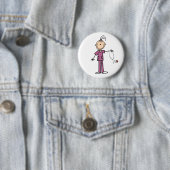Braunhaar-Strichmännchen-Krankenschwester Knopf Button (Beispiel)