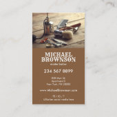 Braunhaar-Stylistin Rustikales Holz BarberShop Visitenkarte (Rückseite)