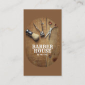 Braunhaar-Stylistin Rustikales Holz BarberShop Visitenkarte (Vorderseite)