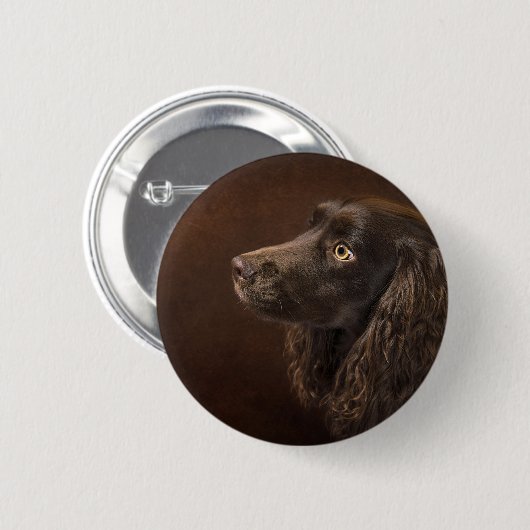 Braunhaarhund Button (Vorne & Hinten)