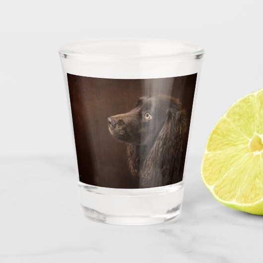 Braunhaarhund Schnapsglas (Vorderseite)