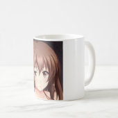 Braunhaarige Anime-Girl-Augen Kaffeetasse (VorderseiteRechts)