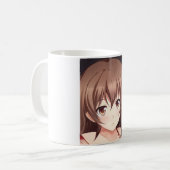 Braunhaarige Anime-Girl-Augen Kaffeetasse (Vorderseite Links)
